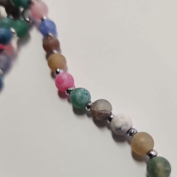 CRACKLE BEAD PASTEL COLORS GLASS NECKLACE 80" EXTRA LONG FLAPPER - Picture 5 of 5